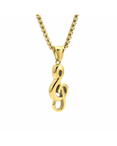 Fashion Notes Pendant Stainless Steel Polishing Necklace CA07830333