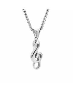Fashion Notes Pendant Stainless Steel Polishing Necklace CA07830333