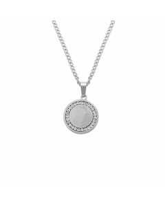 Minimalism Inlay Zircon Round Pendent Stainless Steel Necklace CA07830334