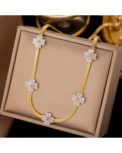 Fashion Flower Butterfly Titanium Steel Plating Necklace CA07830340