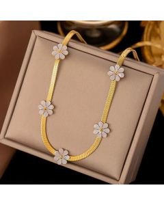 Fashion Flower Butterfly Titanium Steel Plating Necklace CA07830340