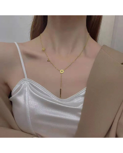 Minimalism Love Letters Titanium Steel Plating Necklace CA07830342