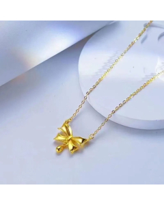 Elegant Bow Knot Pendant Titanium Steel Plating Necklace CA07830343