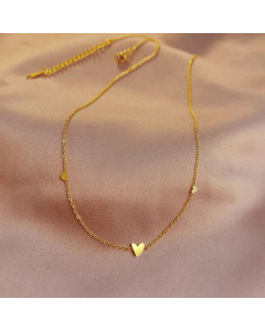 Minimalism Three Love Heart Shape Titanium Steel Plating Necklace CA07830344