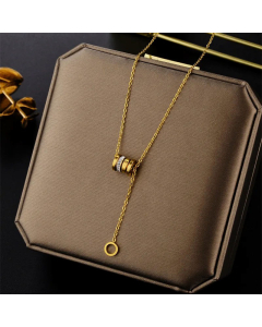 Classic Roman Numeral Gemetric Plating Zircon Titanium Steel Necklace CA07830364