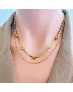 Super Flashing Plating Zircon Square Titanium Steel Layered Necklaces CA07830365