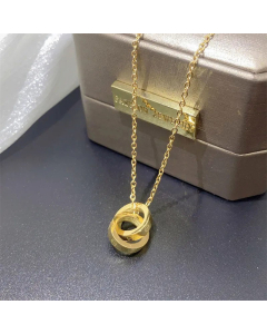 Classic Double Ring Pendent Titanium Steel Plating Necklace CA07830367
