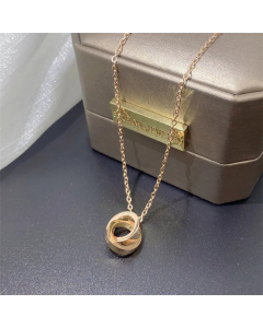 Classic Double Ring Pendent Titanium Steel Plating Necklace CA07830367