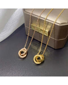 Classic Double Ring Pendent Titanium Steel Plating Necklace CA07830367