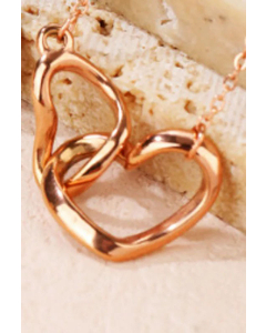 Two Heart Shape Interlocking Pendent Titanium Steel Plating Necklace CA07830370