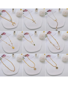 Minimalism Pearl Moon Bow Knot Stainless Steel Plating Inlay Zircon Pendant Necklace CA07830371