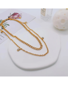 Minimalism Round Tree Stainless Steel Enamel Inlay Zircon Pendant Necklace Necklace CA07830374