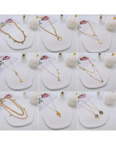 Minimalism Round Tree Stainless Steel Enamel Inlay Zircon Pendant Necklace Necklace CA07830374