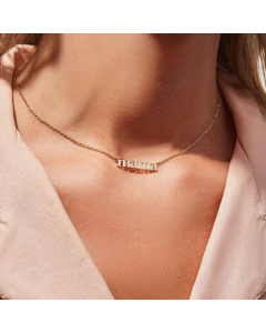 Minimalism MAMA Letter Pendent Titanium Steel Chain Necklace CA07830379