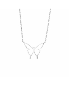 Hollow Out Heart Shape Butterfly Stainless Steel Plating Pendant Necklace CA07830382-Steel Color-01