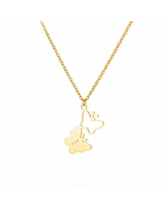 Hollow Out Heart Shape Butterfly Stainless Steel Plating Pendant Necklace CA07830382-Gold Color-02
