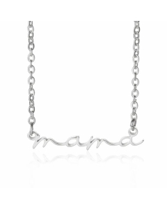 Minimalism MAMA Letter Pendent Stainless Steel Plating Hollow Out Necklace CA07830386-Steel Color