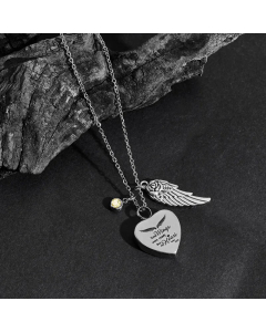 Simple Style Letter Heart Pendent Stainless Steel Inlay Diamond Necklace CA07830387