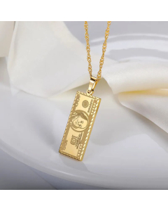Fashion Banknote Pendant Stainless Steel Plating Necklace CA07830390