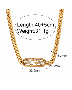 Hip-Hop Hollow Hemp Pattern Rhinestone Lightning Star Hollow Brand Cuban Link Chain Necklace CA07830396