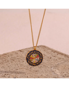 Diamond Twelve Constellation Character Turntable Pendant Necklace Colorful Oil Necklace CA07830397