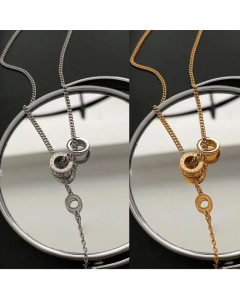 Classic Roman Numerals Circle Pendent Tassel Titanium Steel Plating Necklace CA07830400