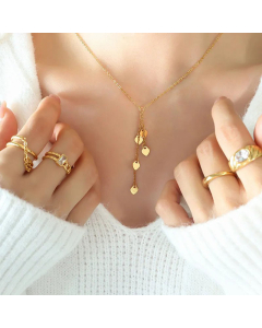 Retro Heart Shape Pendent Tassel Titanium Steel Plating Necklace CA07830413