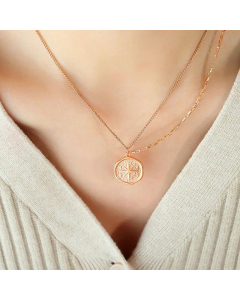 Simple Style Round Star Plating Pendant Titanium Steel Necklace CA07830423