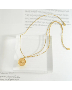 Simple Style Round Star Plating Pendant Titanium Steel Necklace CA07830423