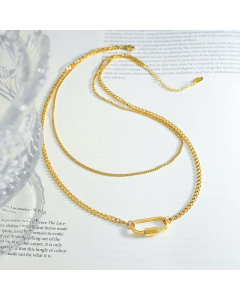 Minimalism Layered Geometric Titanium Steel Plating Necklace CA07830425