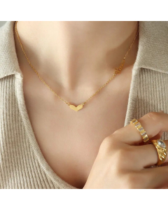 Elegant Letter Heart Shape Pendent Titanium Steel Plating Necklace CA07830427