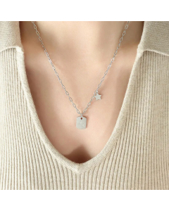 Minimalism Square Star Pendant Titanium Steel Plating Necklace CA07830428