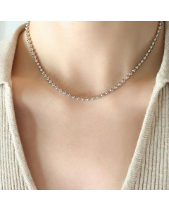 Long Thick Straps Square Pendent Titanium Steel Plating Beaded Necklace CA07830429-Steel Color-01
