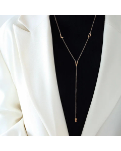 Minimalism LOVE Letter Sweater Chain Titanium Steel Necklace CA07830437
