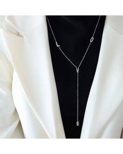 Minimalism LOVE Letter Sweater Chain Titanium Steel Necklace CA07830437