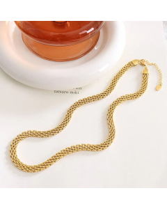 Plain Thick Solid Color Chain Titanium Steel Plating Necklace CA07830439