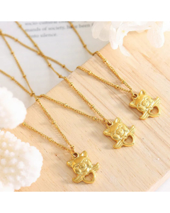 Cute Heart Shape Pig Pendant Titanium Steel Plating Necklace CA07830441