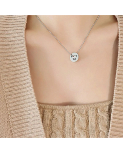 Minimalism Round Letter Plating Pendant Titanium Steel Necklace CA07830442
