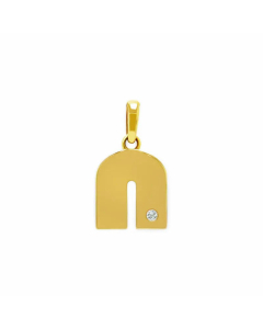 Minimalism Small Letter Inlay Zircon Pendant Stainless Steel Necklace CA07830443