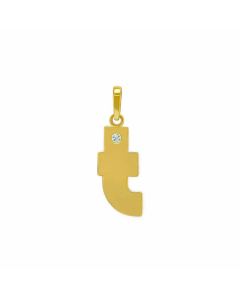 Minimalism Small Letter Inlay Zircon Pendant Stainless Steel Necklace CA07830443