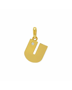 Minimalism Small Letter Inlay Zircon Pendant Stainless Steel Necklace CA07830443