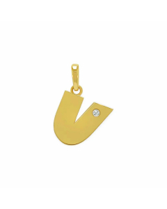 Minimalism Small Letter Inlay Zircon Pendant Stainless Steel Necklace CA07830443