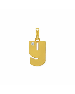 Minimalism Small Letter Inlay Zircon Pendant Stainless Steel Necklace CA07830443