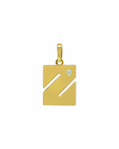 Minimalism Small Letter Inlay Zircon Pendant Stainless Steel Necklace CA07830443
