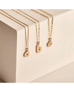 Minimalism Small Letter Inlay Zircon Pendant Stainless Steel Necklace CA07830443