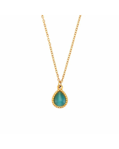 Classic Water Droplets Plating Inlay Opal Pendant Stainless Steel Titanium Steel Necklace CA07830444