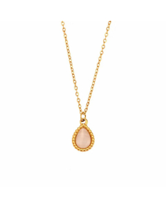 Classic Water Droplets Plating Inlay Opal Pendant Stainless Steel Titanium Steel Necklace CA07830444