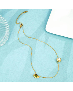 Minimalism Square Inlay Zircon Pearl Titanium Steel Necklace CA07830451