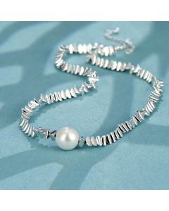 Elegant Created Pearl Shell Pendenrt Titanium Steel Plating Necklace CA07830452