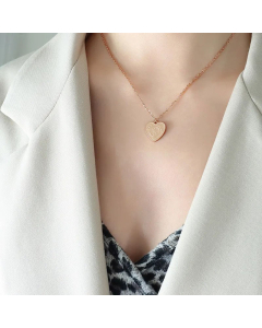 Retro Heart Shape Rectangle Plating Pendant Titanium Steel Necklace CA07830454-Rose Gold Color-01
